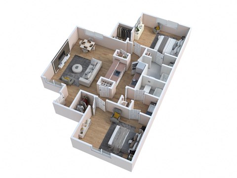 bedroom floor plan of a 2100 sq ft apartment